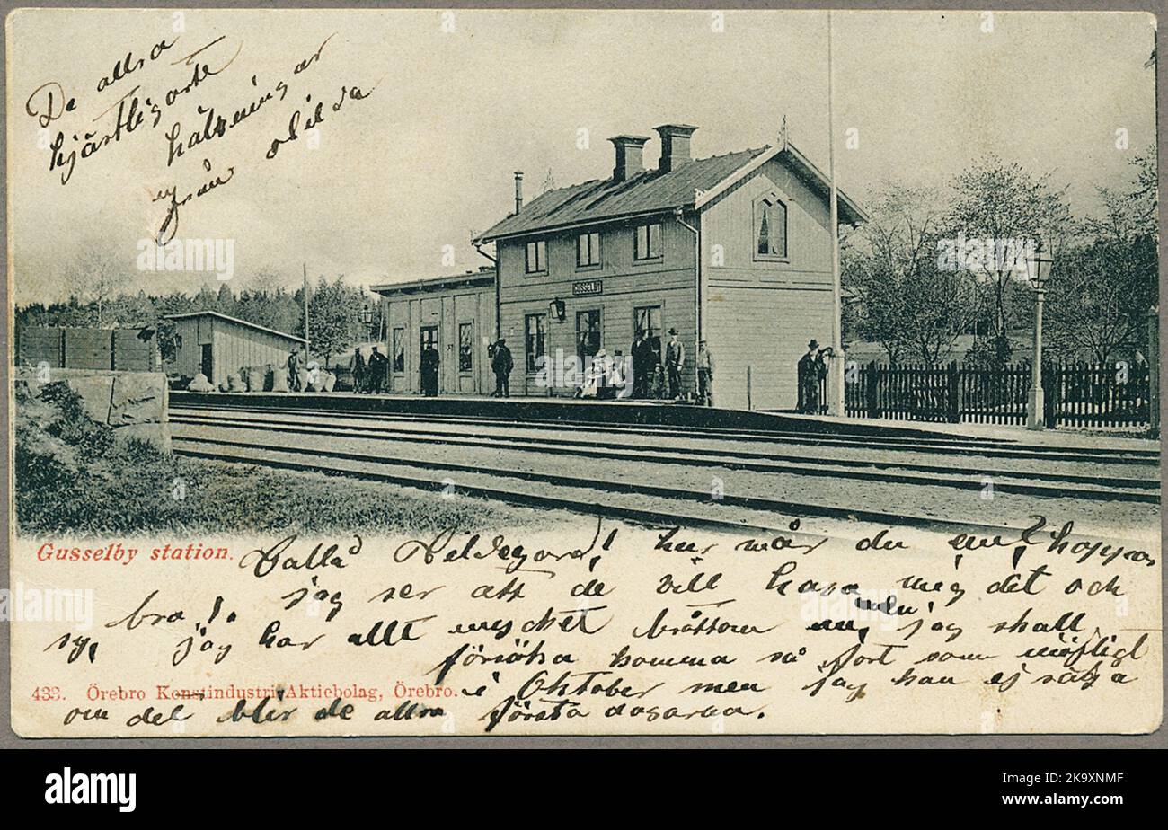 The railway station in Gusselby Stock Photo Alamy