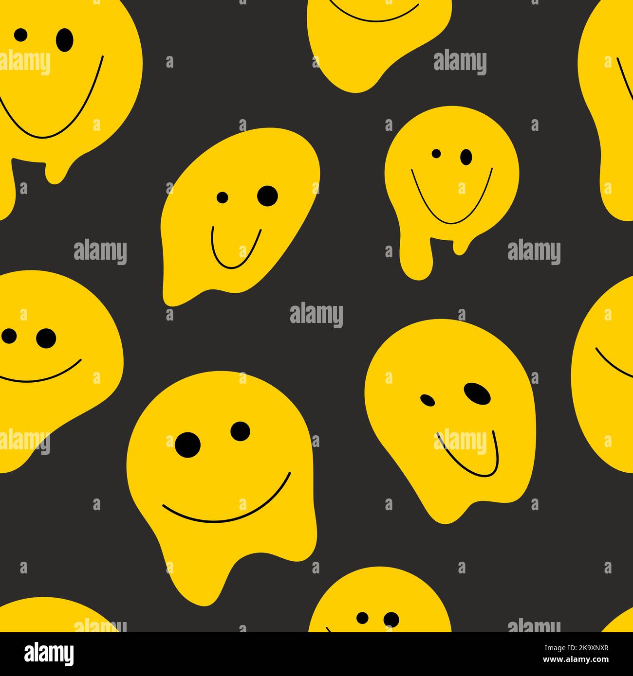 Liquid fun smile seamless pattern. Funny background Stock Vector