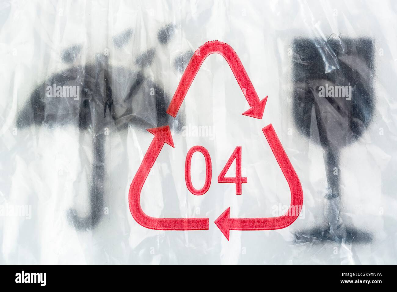 Closeup shot of 04 plastic resin code / Resin Identification Code for