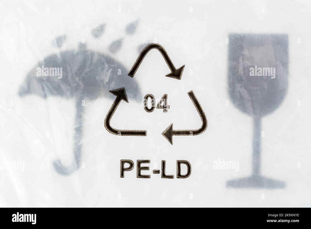 Closeup shot of 04 plastic resin code / Resin Identification Code for