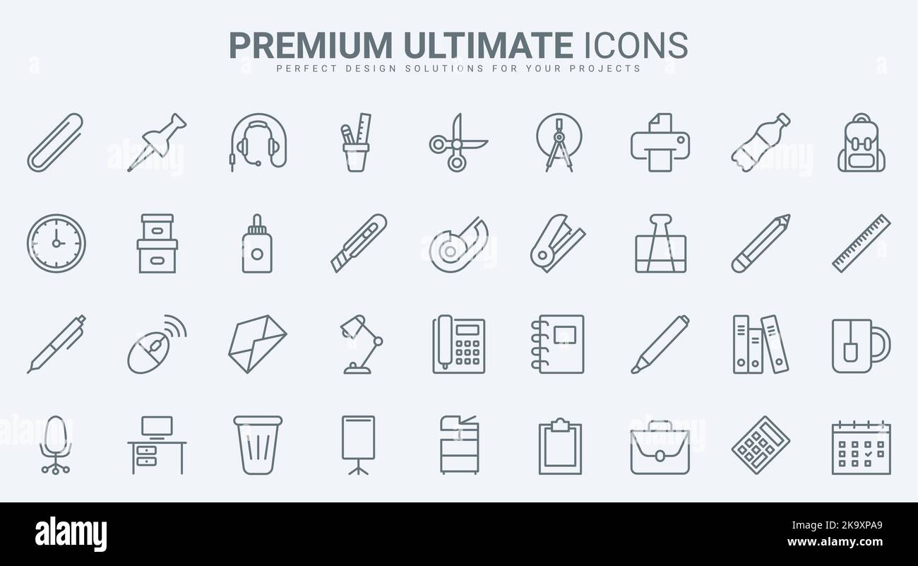 Stationary thin line icons set vector illustration. Abstract outline ...