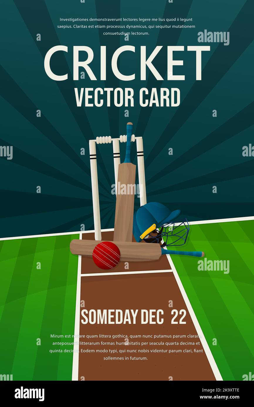 Cricket flyer, poster design, sports invitation vector editable