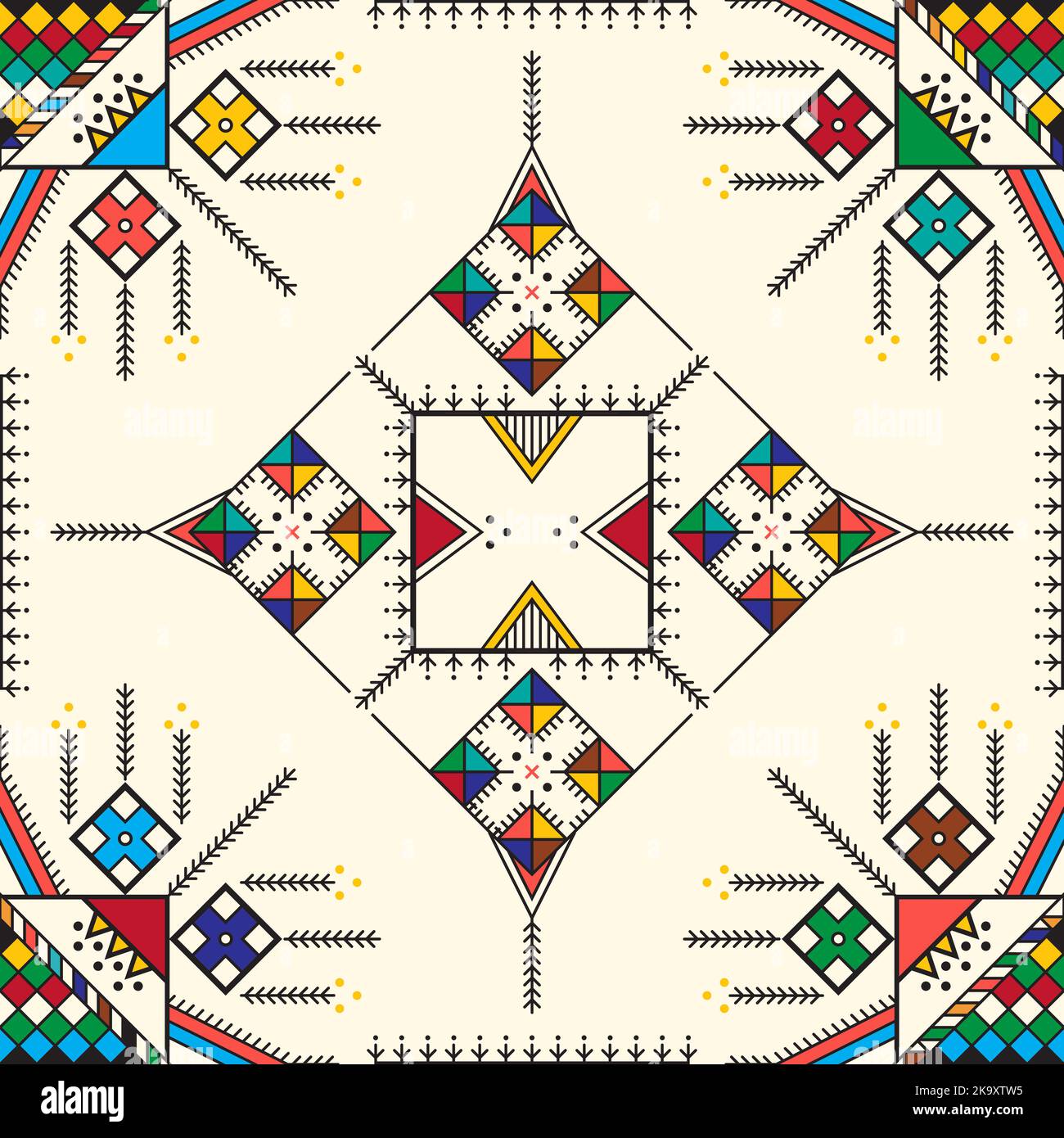 Decorative geometric repeating pattern inspired by Al-Qatt Al-Asiri ...