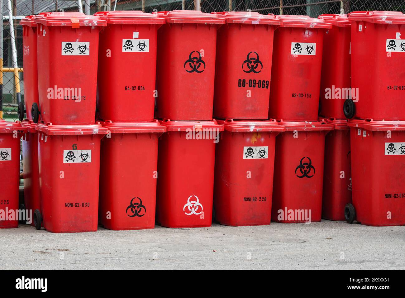Plastic Waste Bins with Flaps Open and Close and Waste Type Labels