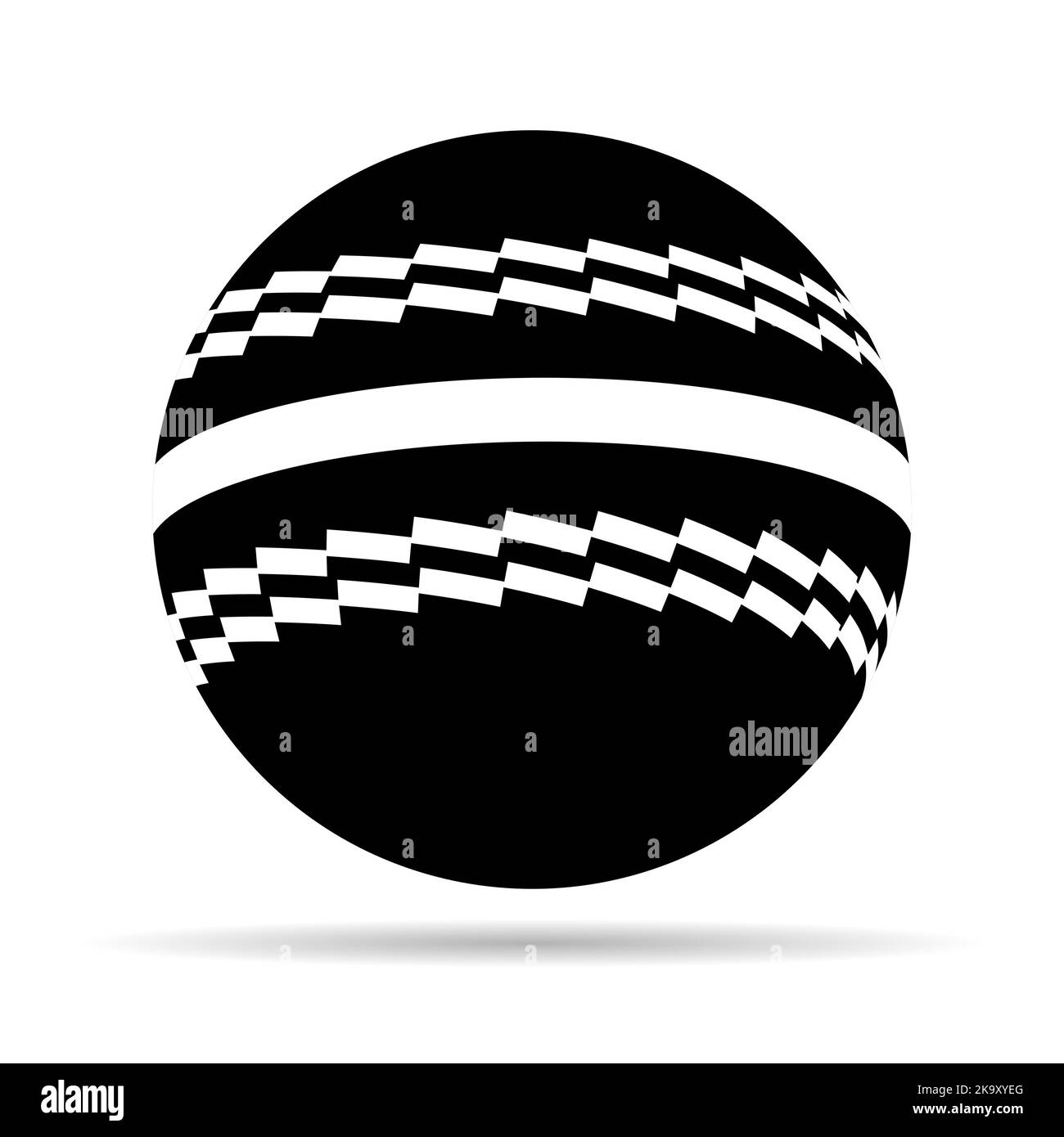 Cricket ball icon with shadow, equipment element closeup design, sport object vector