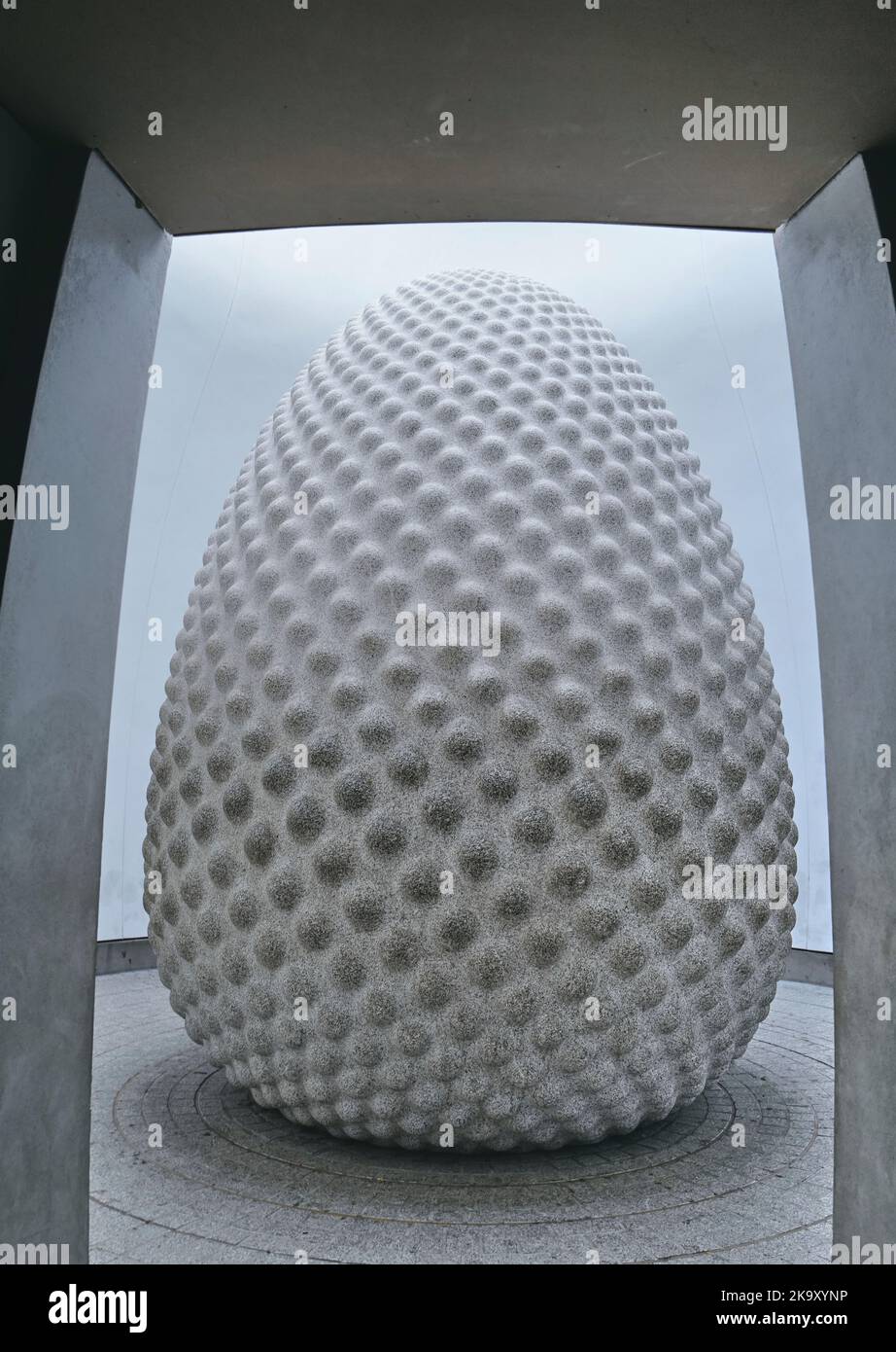 Seed sculpture in The Core building at the Eden Project, Bodelva, near