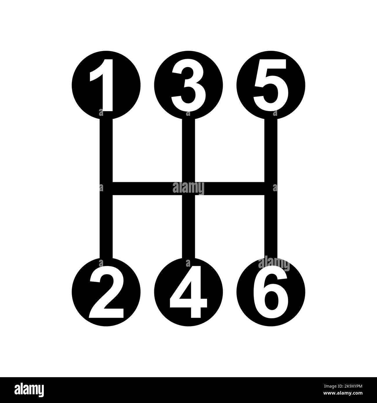 Handle car manual shift lever icon, vehicle gear technology vector
