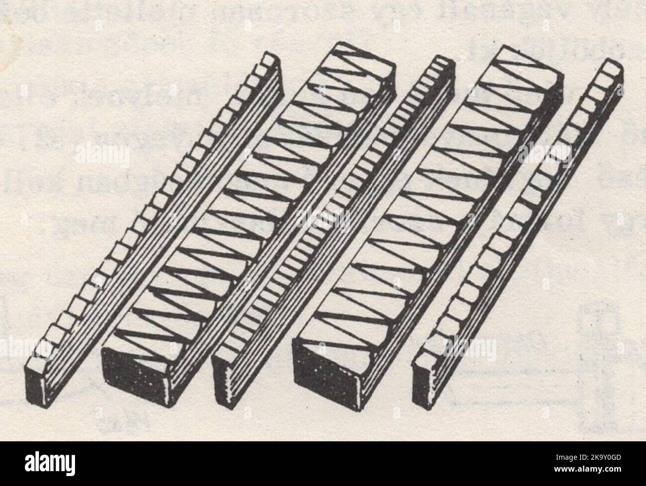 an illustrated collection of engraving techniques, methods and tools from an unknown book engraver tools and technics : casting templates / jigging templates Stock Photo