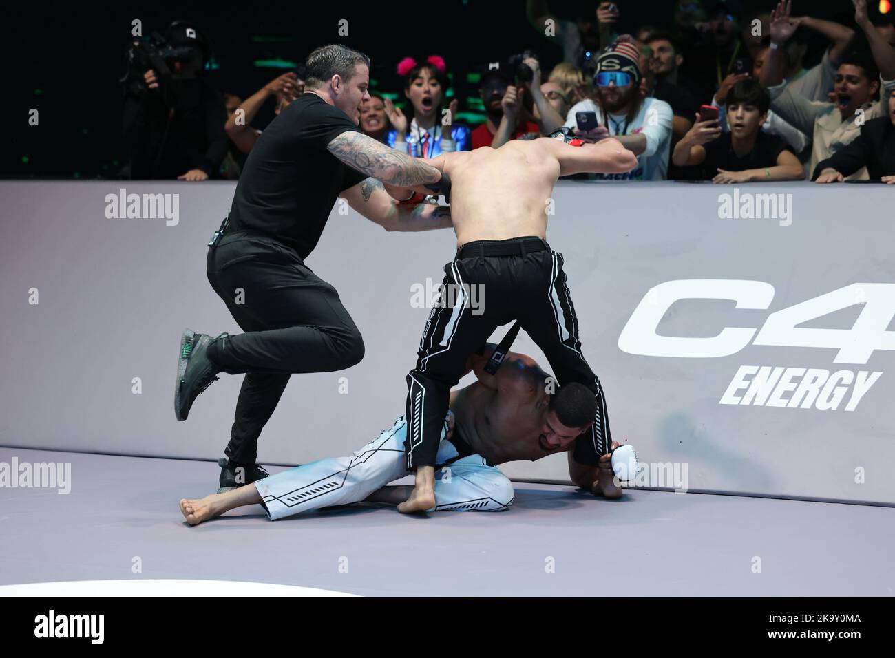 ORLANDO, FL OCTOBER 29 The referee stops the fight when Elvin