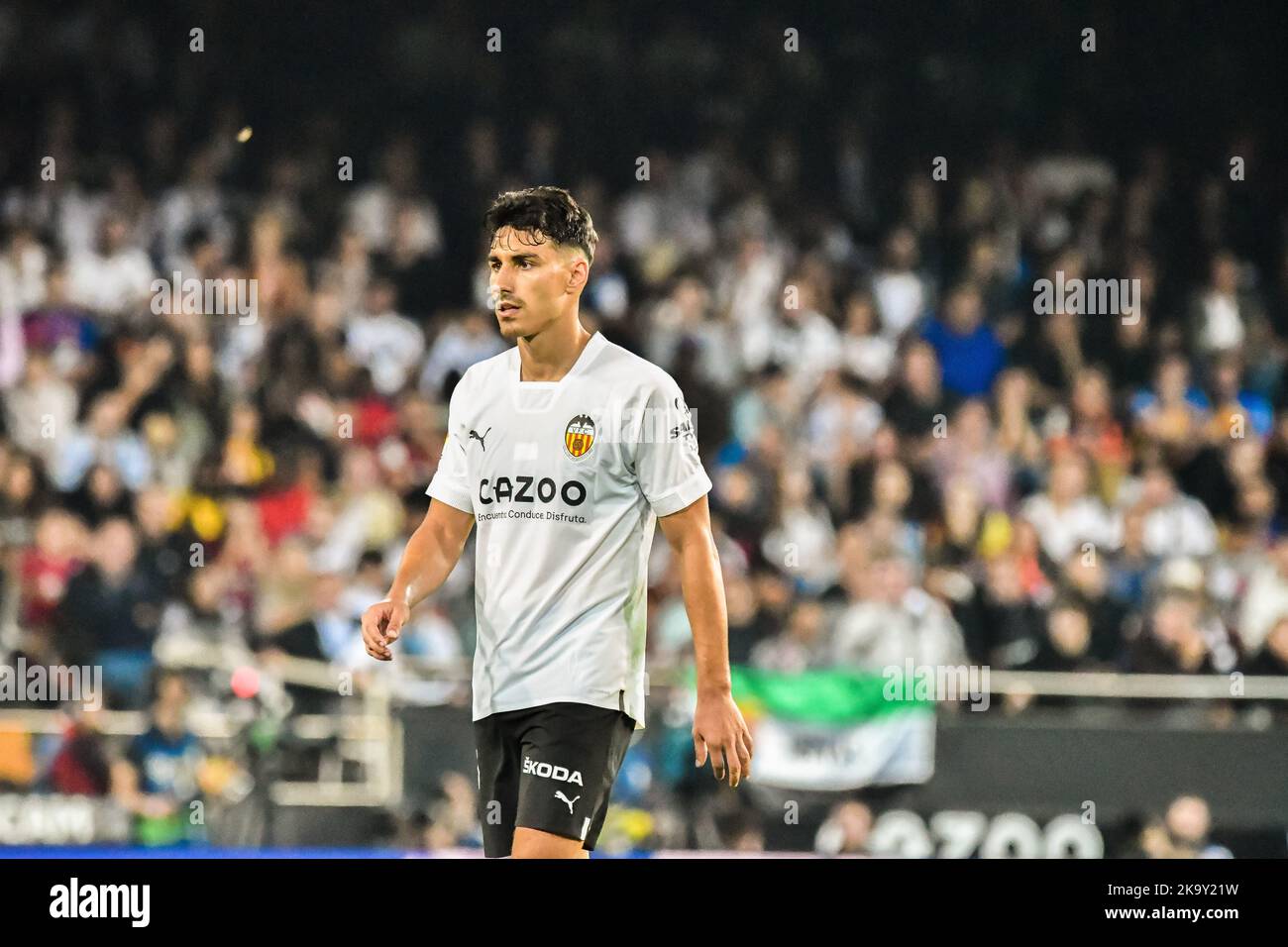 VALENCIA, SPAIN - OCTOBER 29: André Almeida of Valencia CF during the match between Valencia CF and FC Barcelona of La Liga Santander on October 29, 2022 at Mestalla in Valencia, Spain. (Photo by Samuel Carreño/ PX Images) Credit: Px Images/Alamy Live News Stock Photo