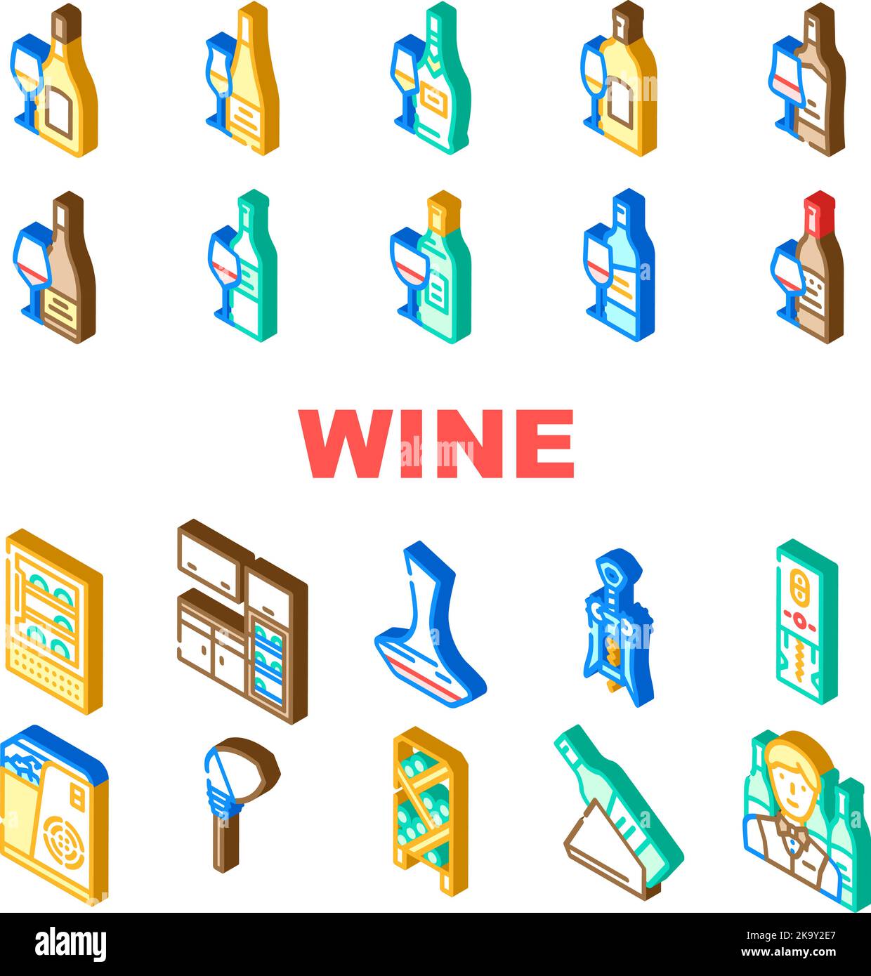 wine glass alcohol winery icons set vector Stock Vector Image & Art - Alamy