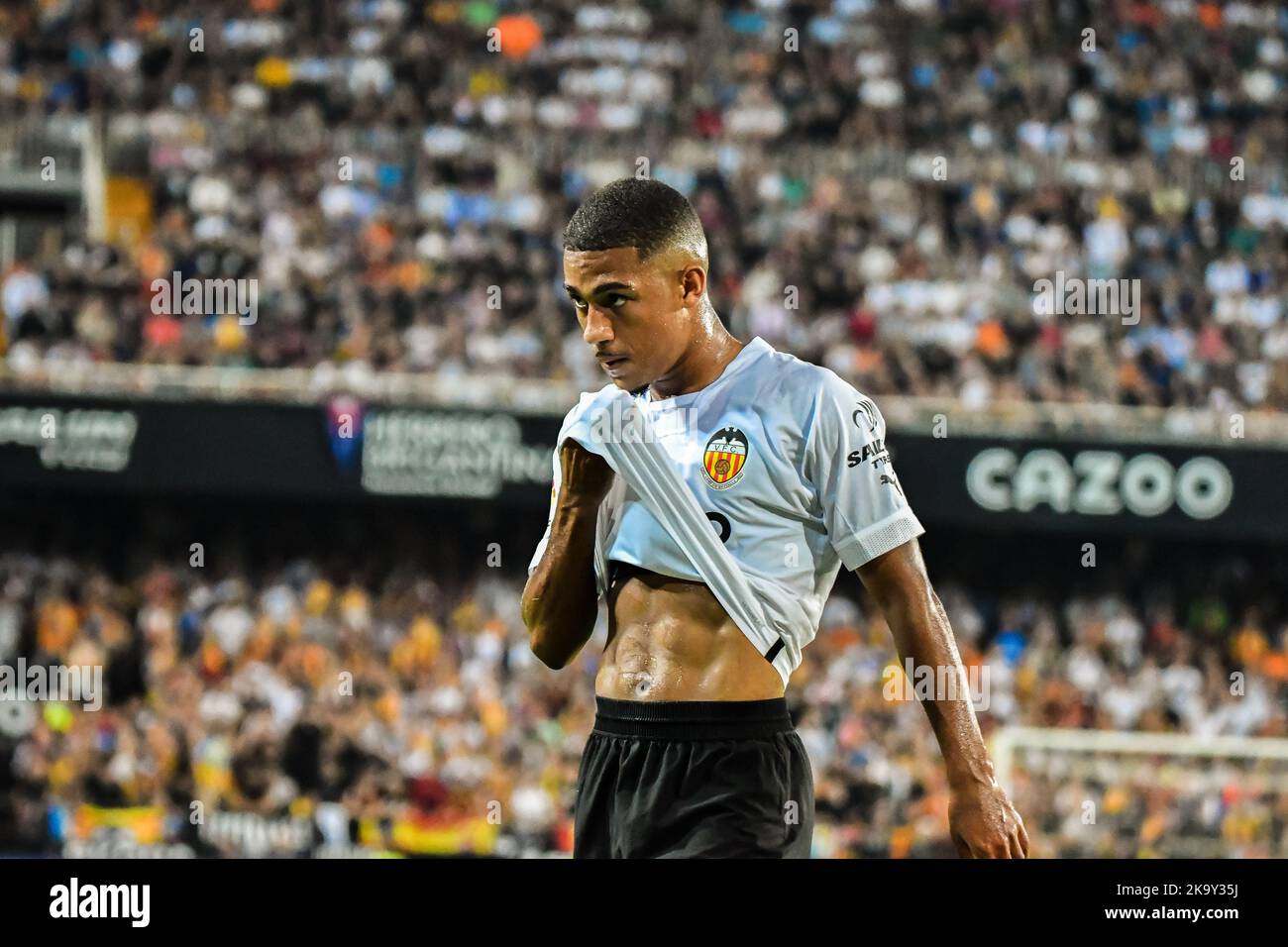 VALENCIA, SPAIN - OCTOBR  29: Gabriel Paulista of Valencia CF during the match between Valencia CF and FC Barcelona of La Liga Santander on October 29, 2022 at Mestalla in Valencia, Spain. (Photo by Samuel Carreño/ PX Images) Credit: Px Images/Alamy Live News Stock Photo