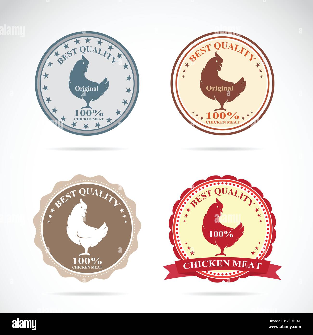 Set of vector chicken label on white background. Easy editable layered vector illustration. Animals. Stock Vector