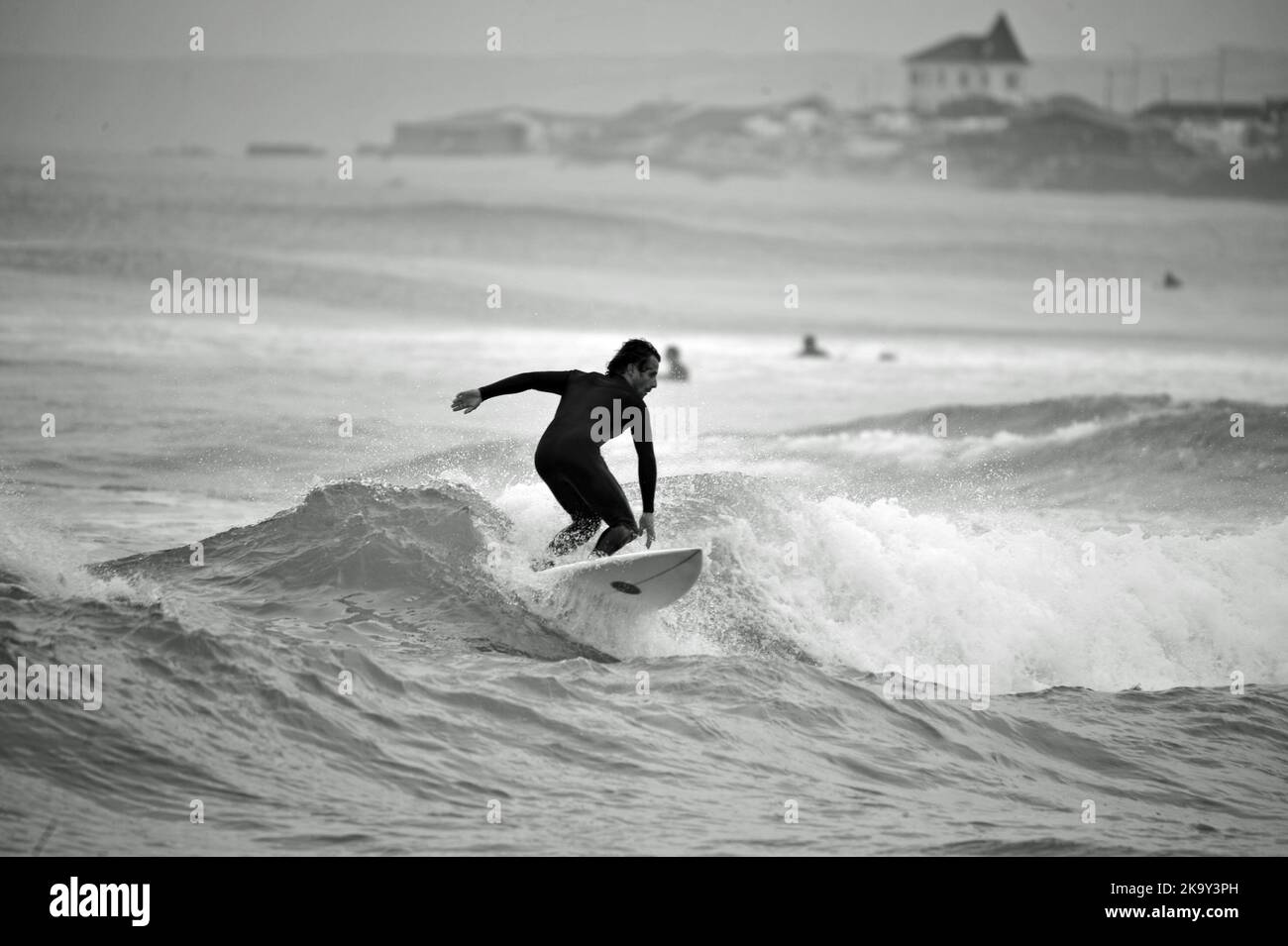 Surfing in Peniche, Portugal Stock Photo