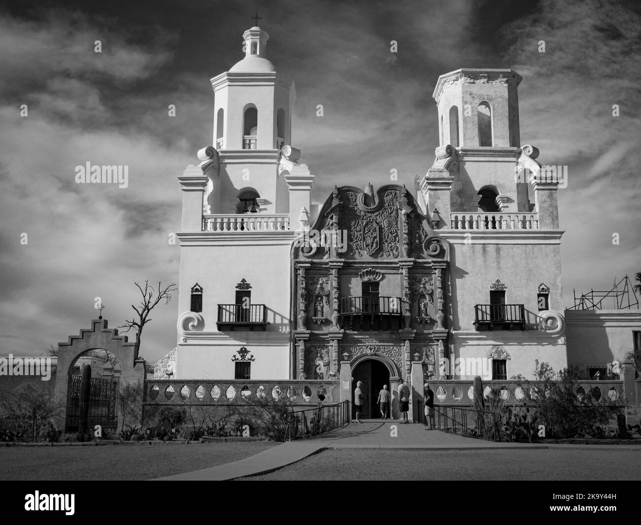 Mission San Xavier del Bac in Tucson, Arizona is a National Historic Landmark Stock Photo