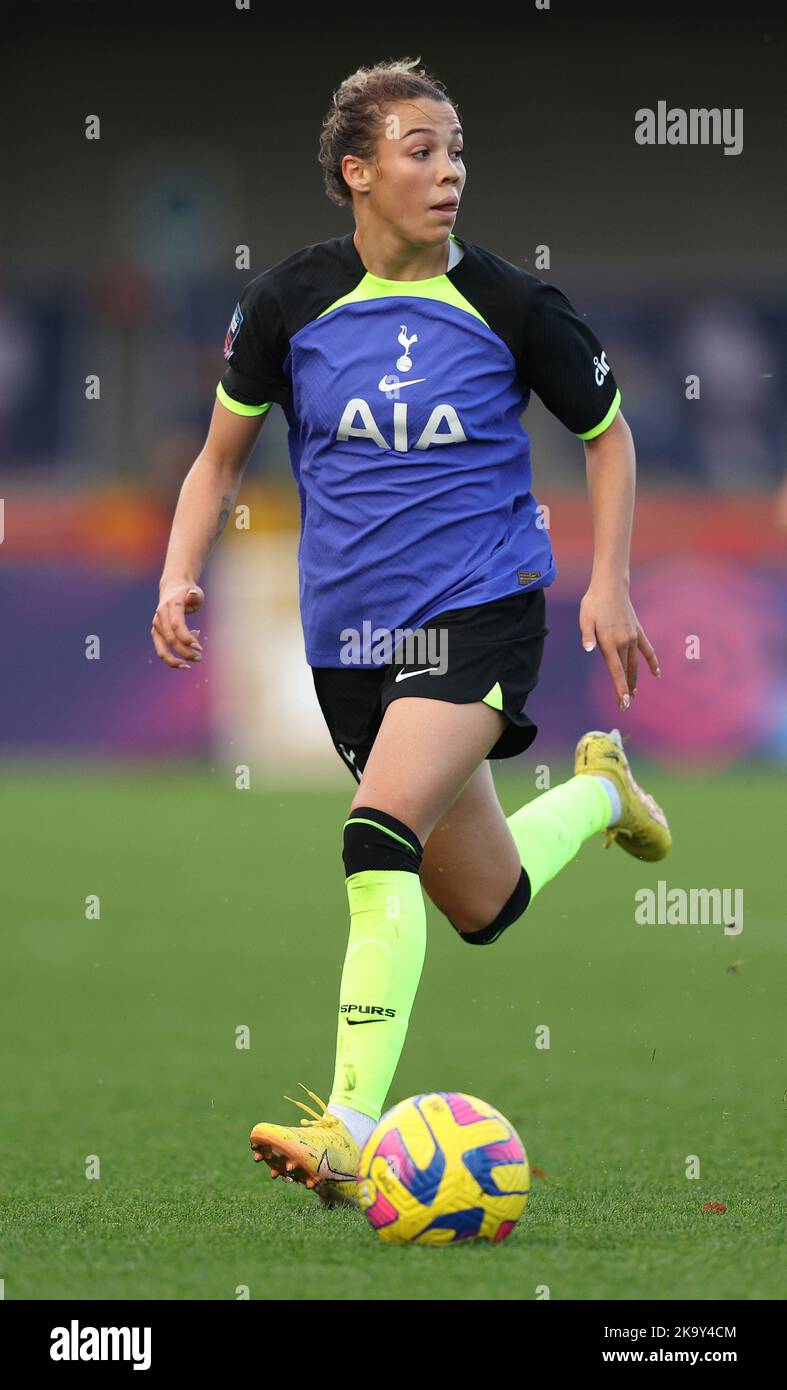 Crawley, UK. 30th Oct, 2022. Tottenham's Celin Bizet Ildhusoy during the FA Women's Super League match between Brighton & Hove Albion and Tottenham Hotspur at the Broadfield Stadium in Crawley. 25th March 2022 Credit: James Boardman/Alamy Live News Stock Photo