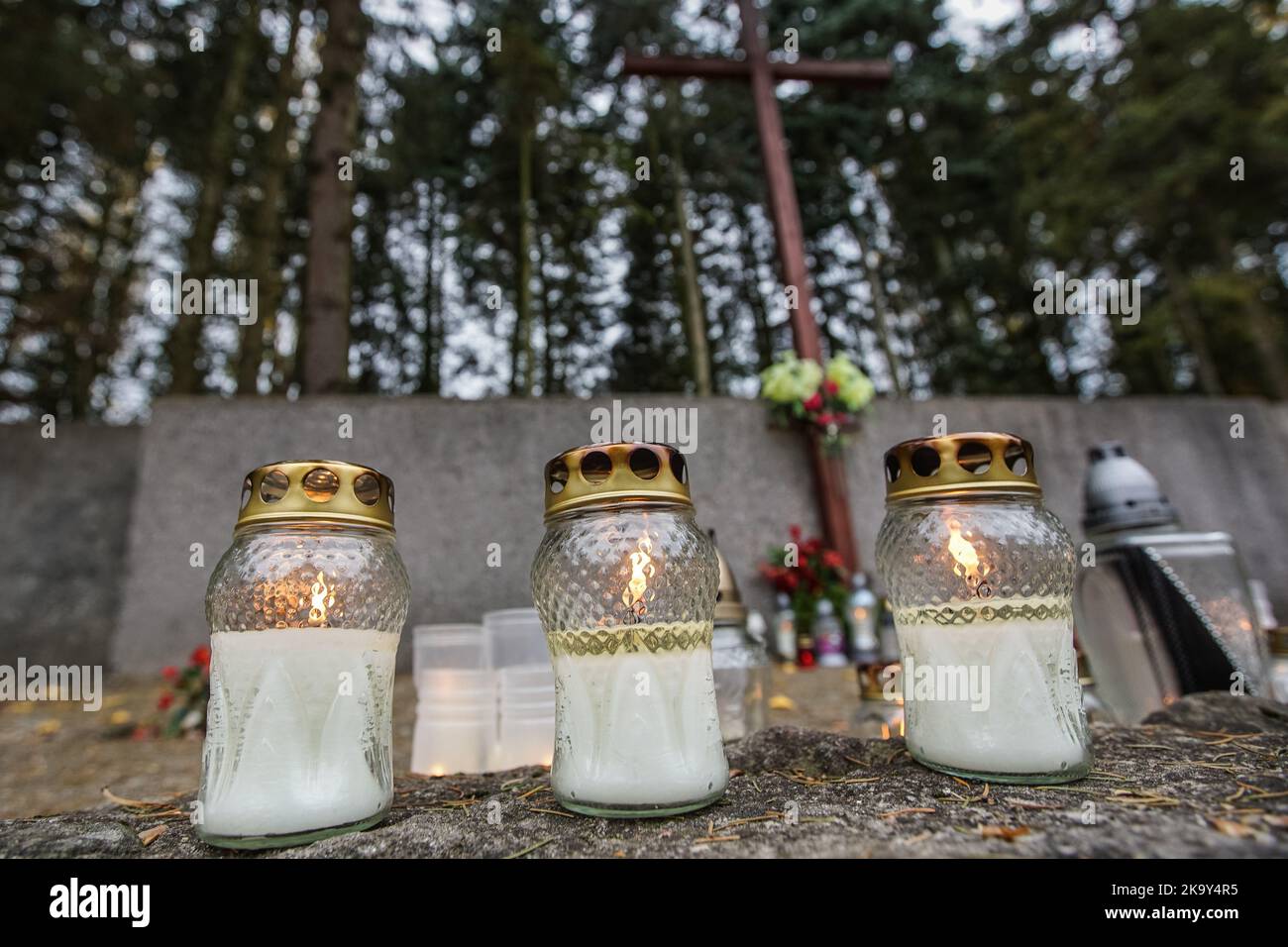 Gdansk, Poland 30th, Oct. 2022 People visiting graves of their