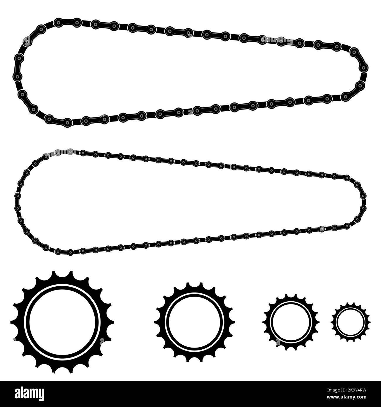 Set of Different Bicycle Chain Frames Isolated on White Background Stock Vector