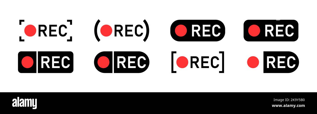 Record sign set, red panel, record Stock Vector