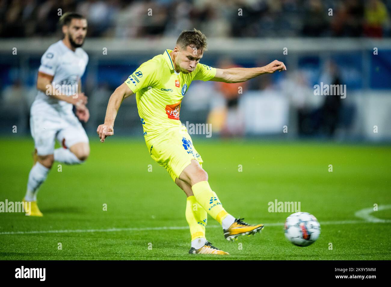 Gent's Andrew Hjulsager pictured in action during a soccer match between OudHeverlee Leuven and