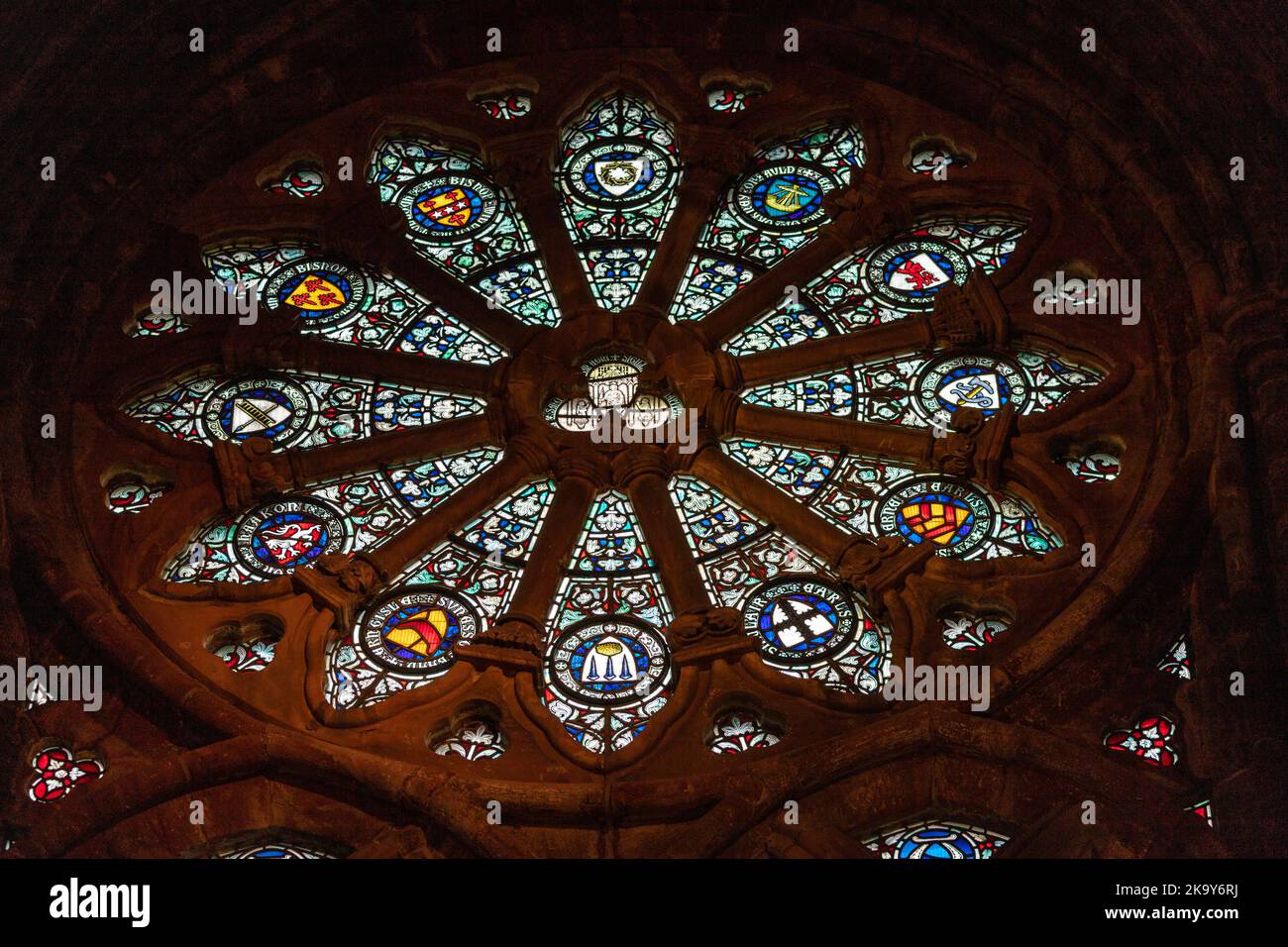 Stained glass windows in St Magnus Cathedral, Kirkwall, Orkney, an