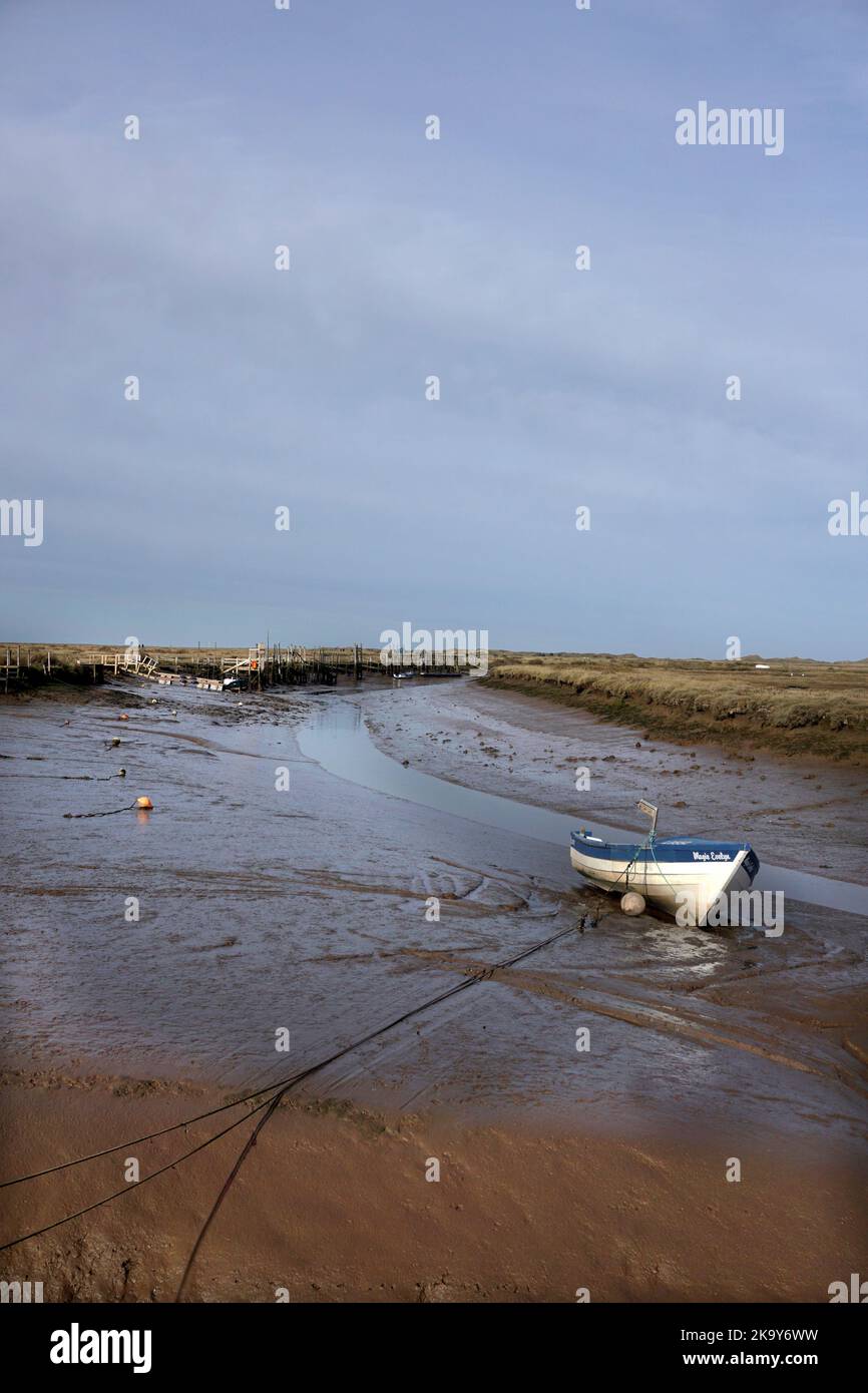 low tide mortston quay north norfolk england Stock Photo