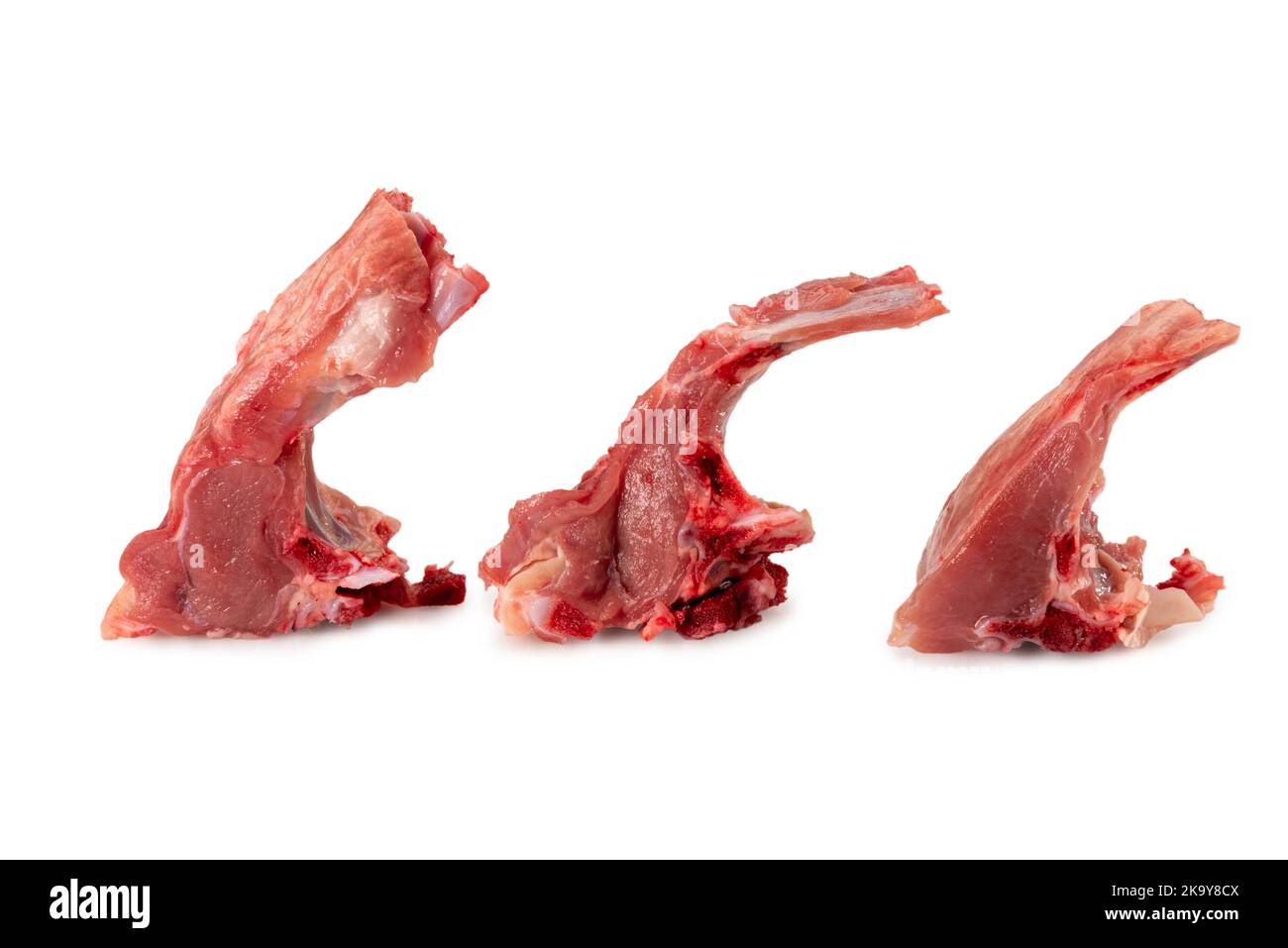 Raw fresh lamb loin chops isolated on white, clipping path Stock Photo