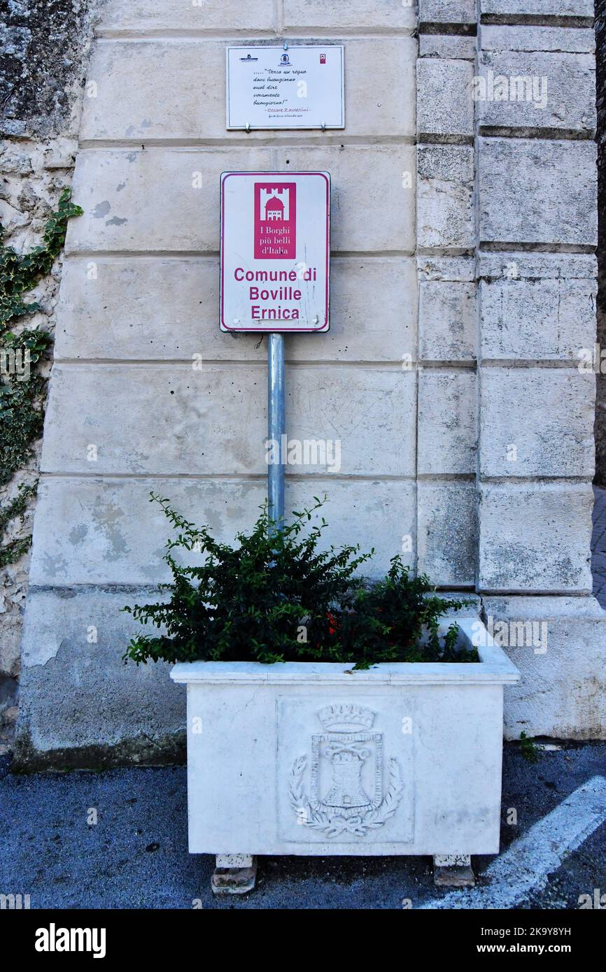 Boville Ernica, Italy, 10/29/2022. Sign of one of the most beautiful villages in Italy of the Lazio region. Stock Photo