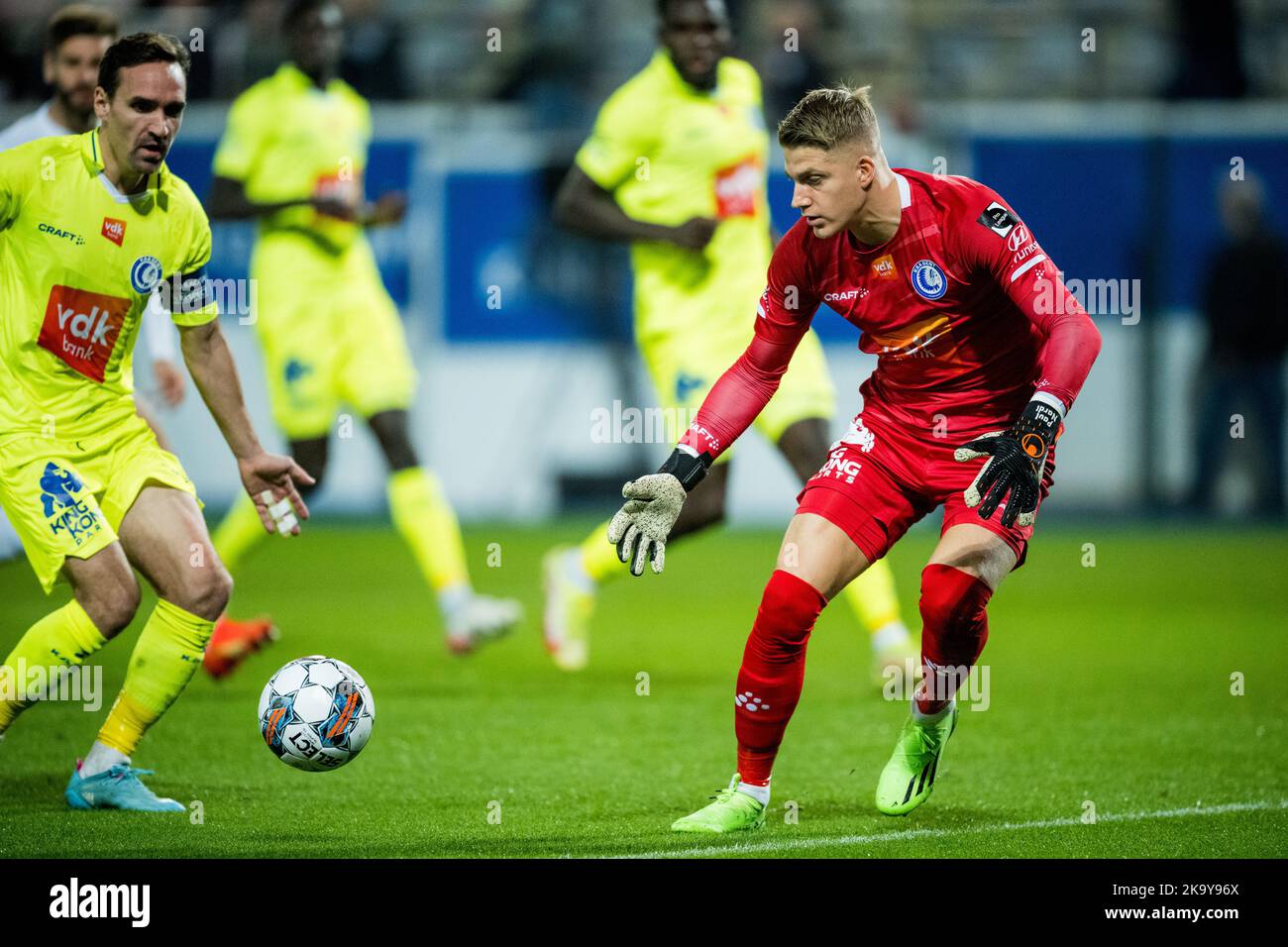Gent's goalkeeper Paul Nardi pictured in action during a soccer match