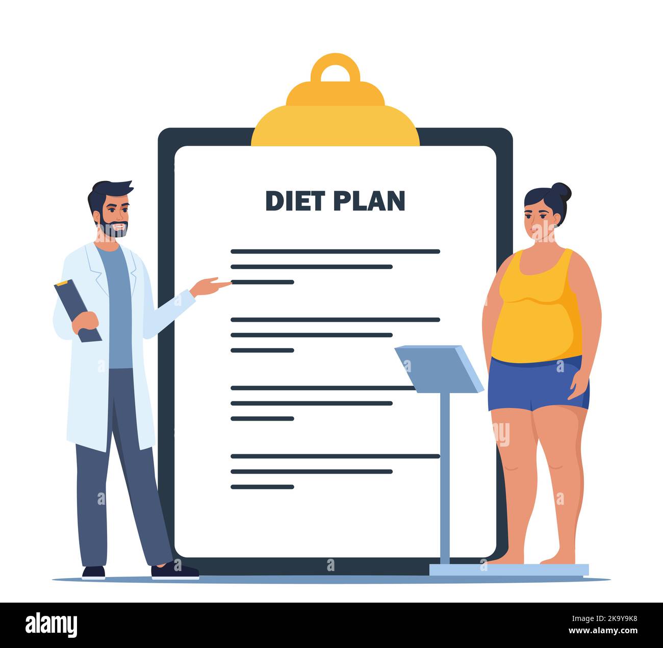 Fat Man Or Woman Standing On Weight Scale With Heavy Weight Vector Concept  Of Weight Loss Healthy Lifestyles Diet Proper Nutrition Stock Illustration  - Download Image Now - iStock