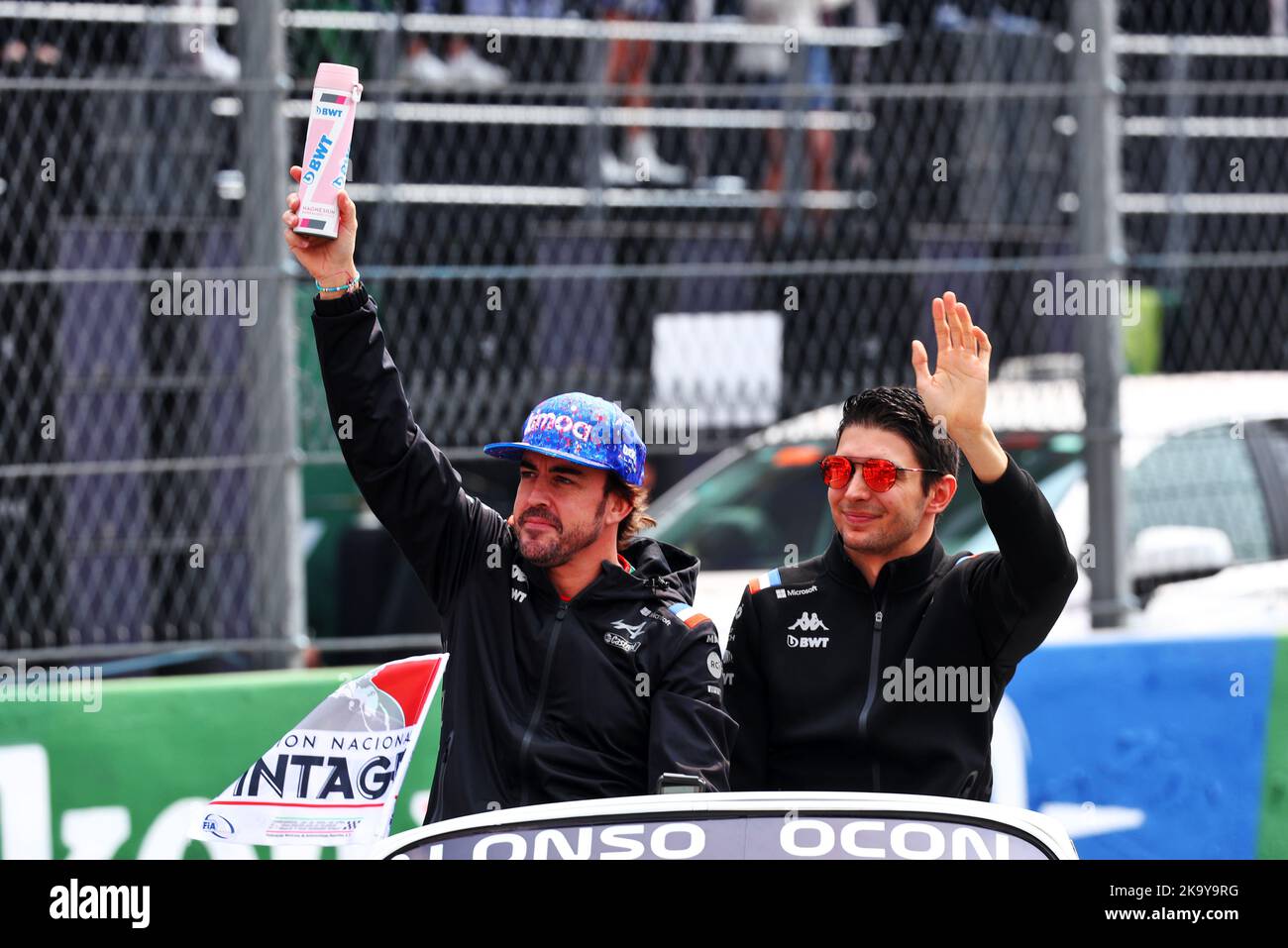 (L to R): Fernando Alonso (ESP) Alpine F1 Team and Esteban Ocon (FRA ...