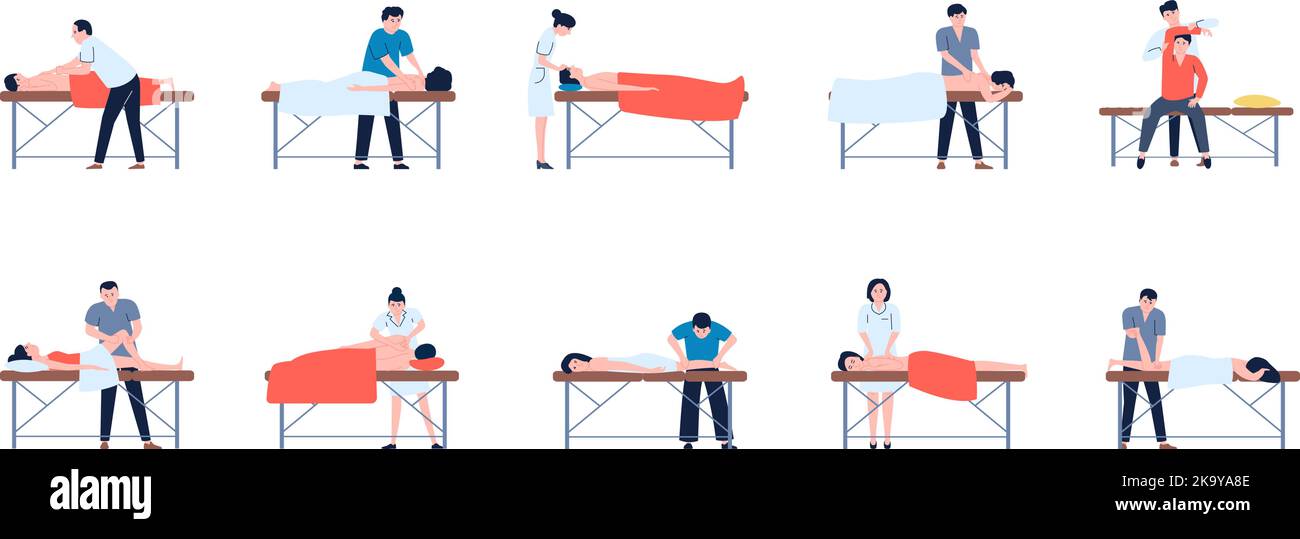 Massage therapy on couch. Medical rehabilitation back treatment after