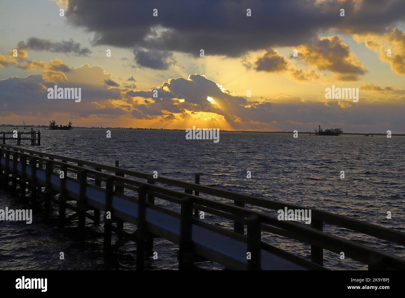 Striking sunrise over the sea at Sebastian, Florida Stock Photo