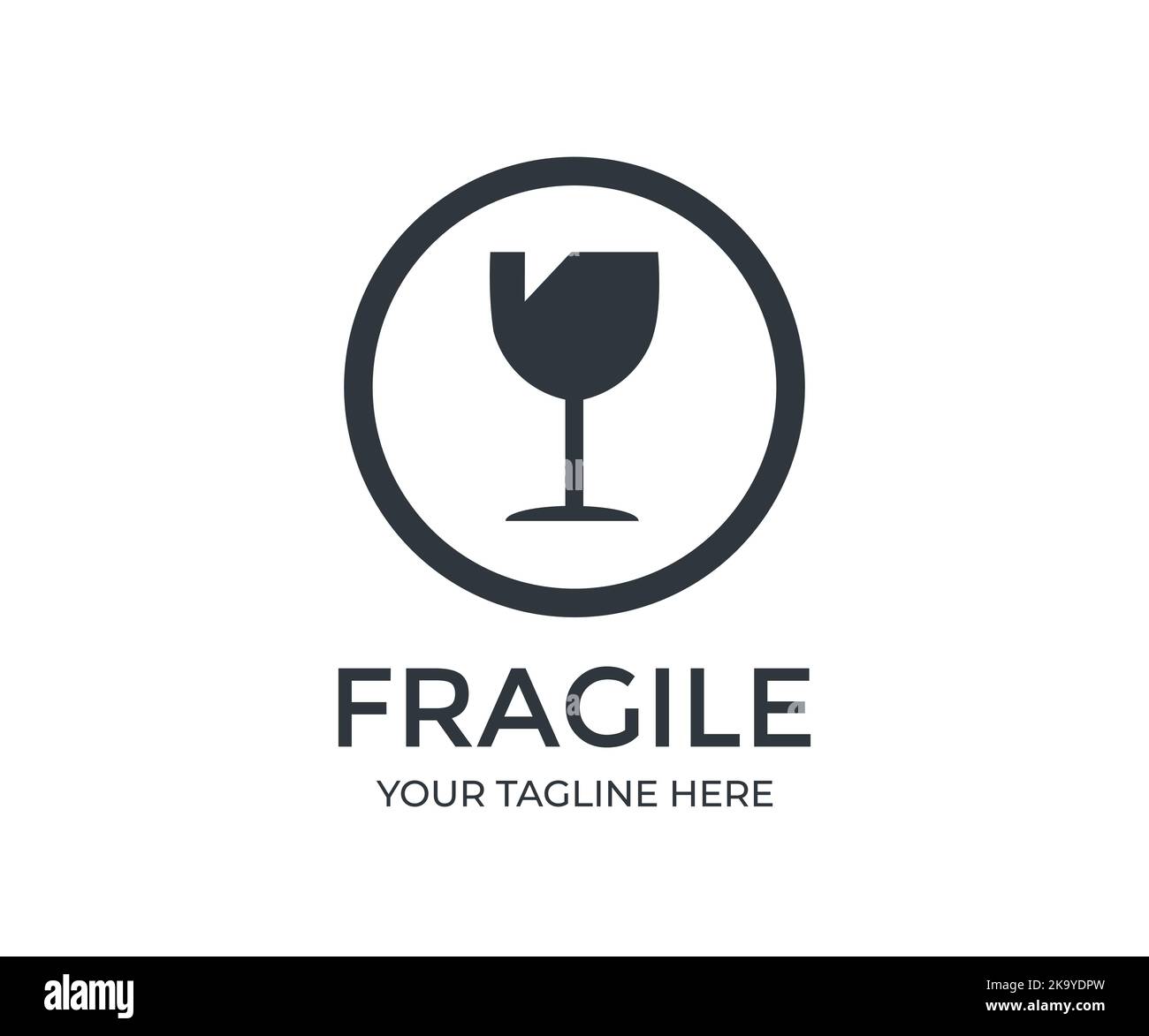 Fragile package icon logo design. Handle with care logistics and delivery shipping labels, fragile box, cargo warning  vector design and illustration. Stock Vector