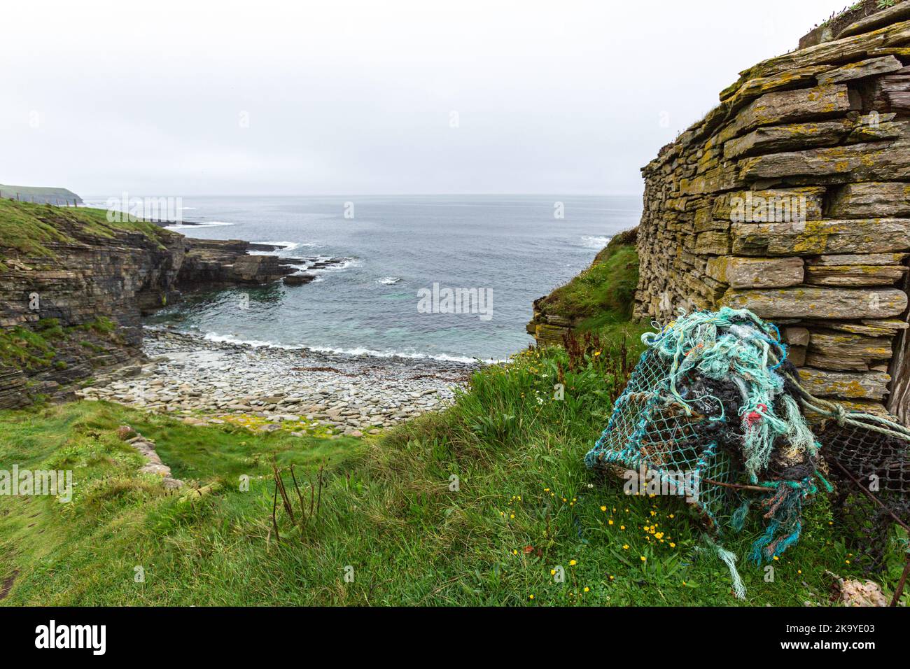 Sand Geo, Fisherman's Huts, Mainland, Orkney island, Scotland, UK Stock Photo