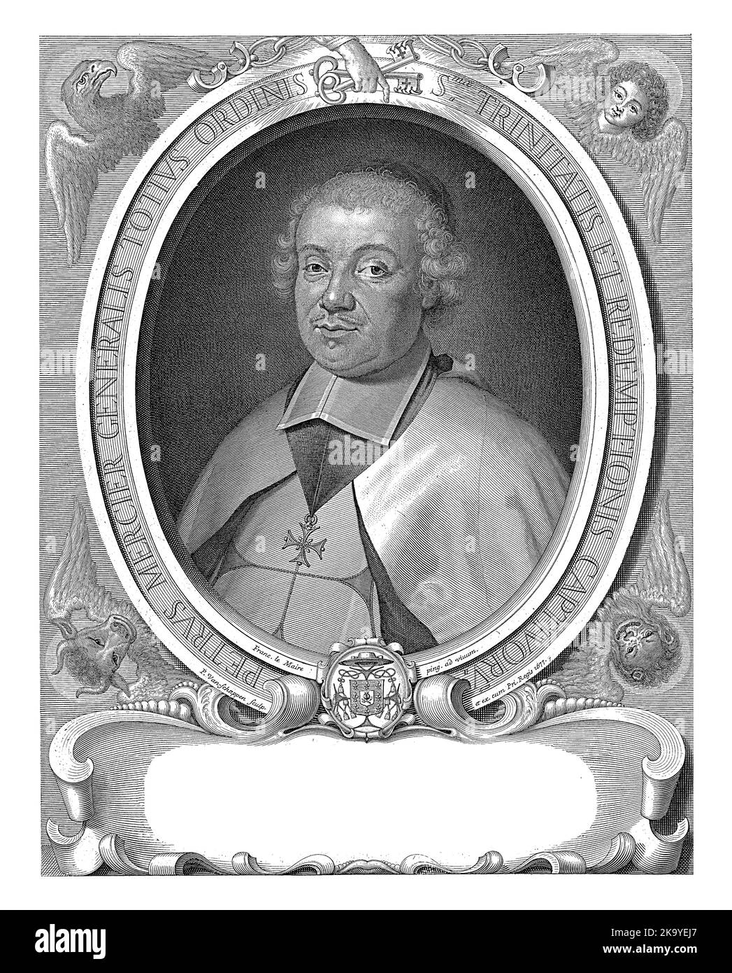 Portrait of Petrus Mercier, Pieter van Schuppen Stock Photo