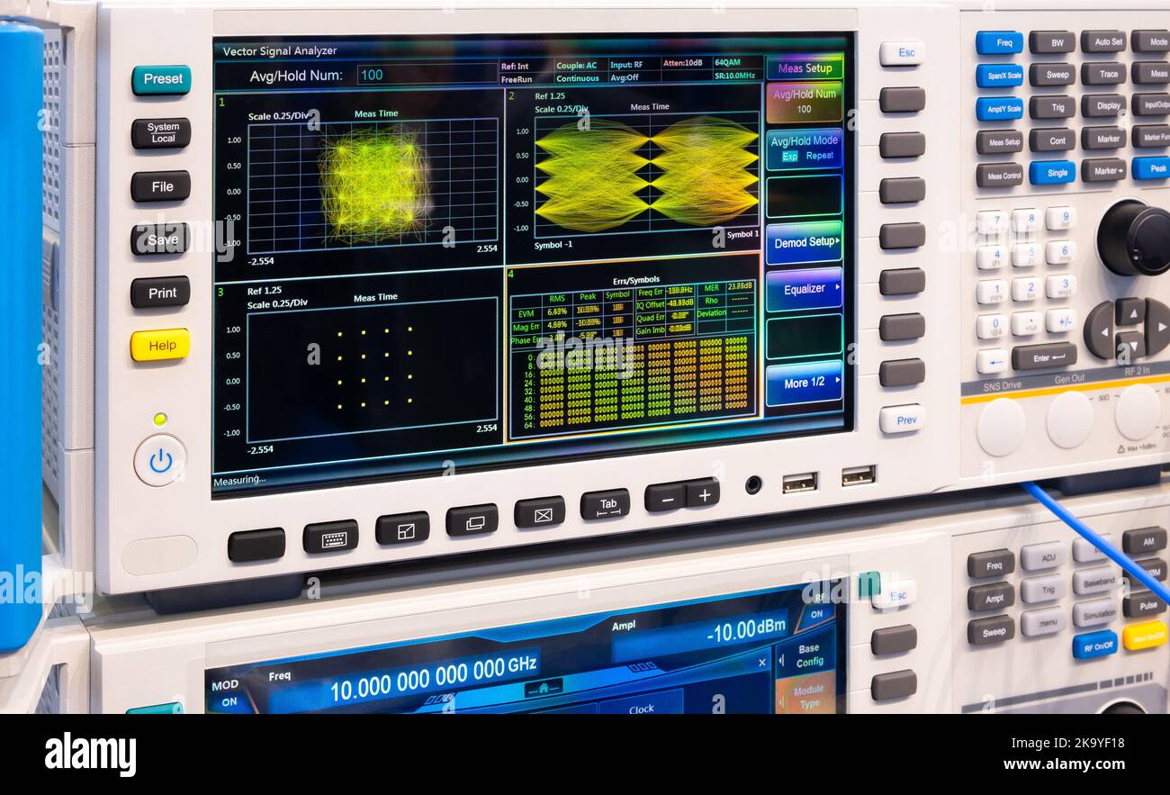 Modern mixed signal oscilloscope in laboratory Stock Photo Alamy