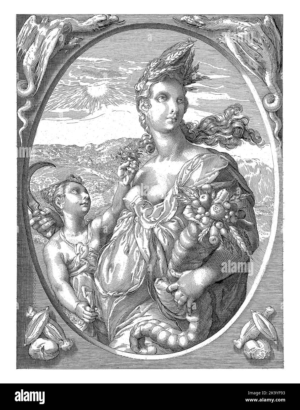 Ceres, the goddess of agriculture, embodying the abundance of the earth. Stock Photo