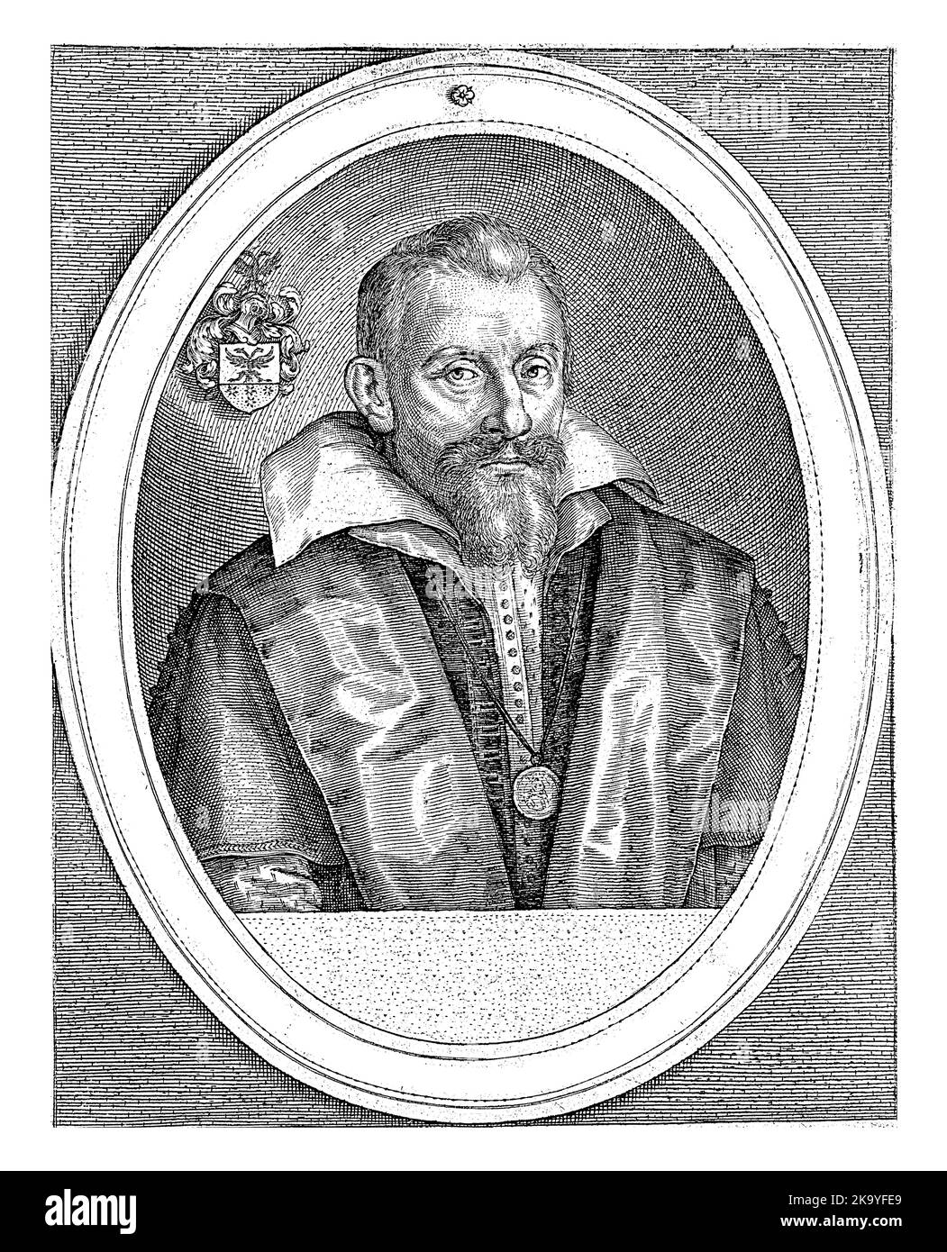 Portrait of Dominicus Baudius, poet and professor in Leiden, at the age