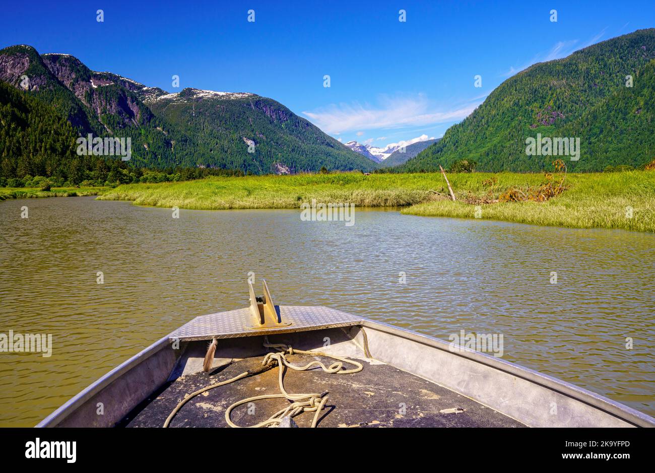 Riverbank along the Kingcome River Valley in the Musgmagw Dzawada'enuwx Territory, First Nations Territory, British Columbia, Canada Stock Photo