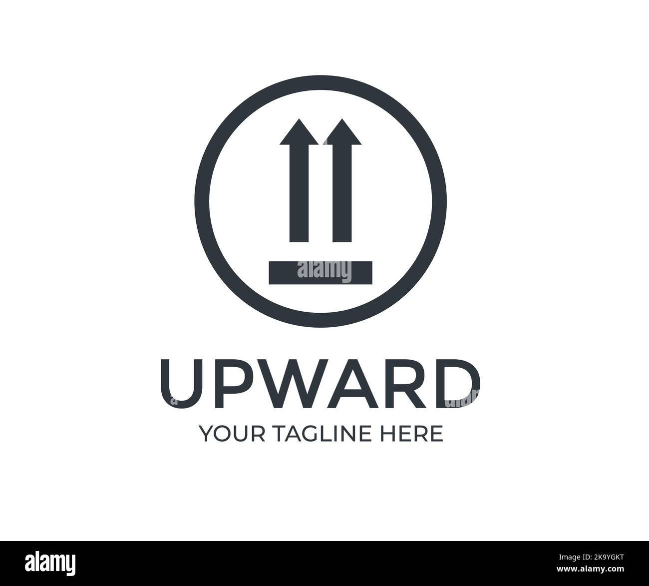 Upward packaging, this way up package sticker logo design. Arrows of vertical position of the load  vector design and illustration. Stock Vector