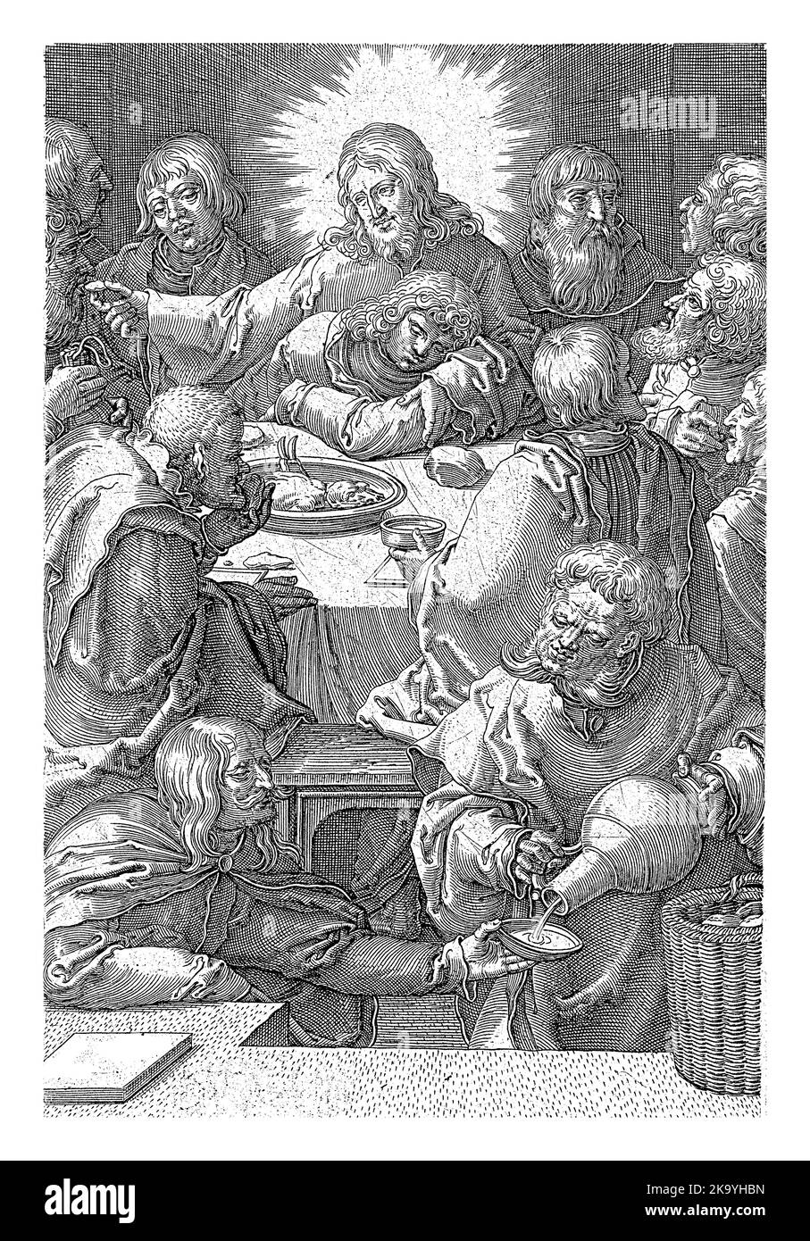 Last Supper, Jan Harmensz. Muller, after Lucas van Leyden, 1613 1622 Christ celebrates the