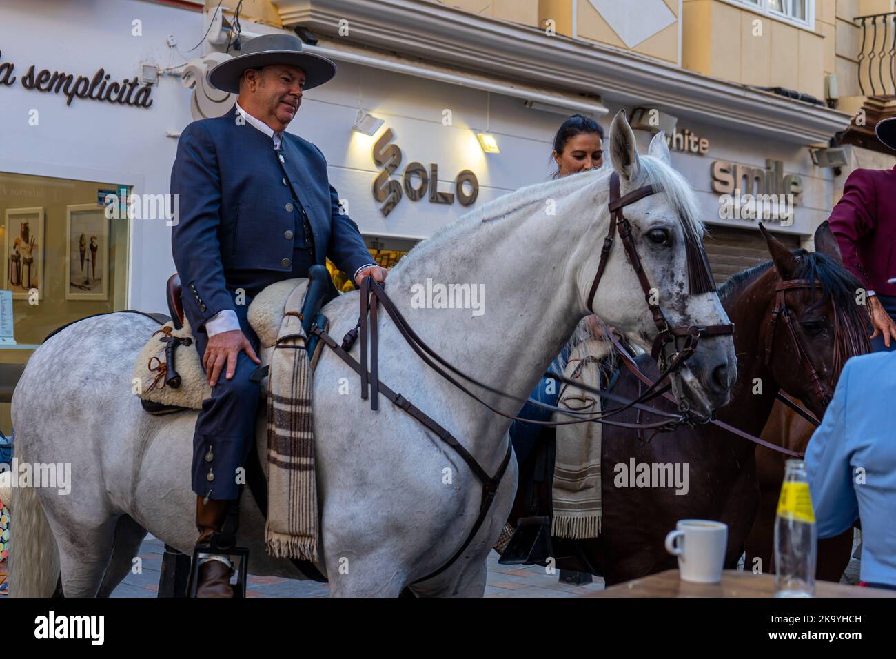 FUENGIROLLA, SPAIN - SEPTEMBER 17, 2022: Spanish traditional rider ...