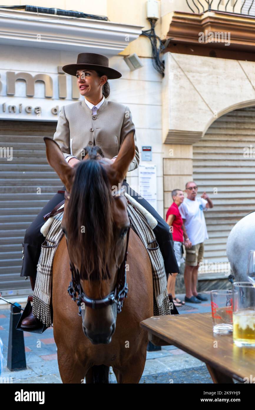FUENGIROLLA, SPAIN - SEPTEMBER 17, 2022: Spanish traditional rider ...