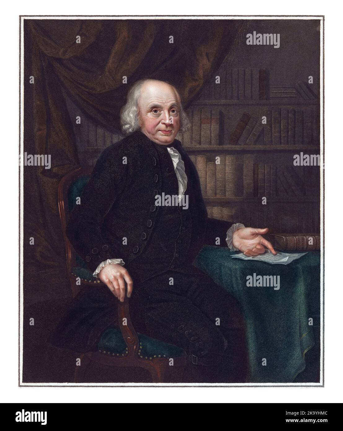 Portrait of Adolph Werner van Pallandt tot Zuthem, Drost van IJsselmuiden, Luigi Schiavonetti, after Adriaan de Lelie, 1790 - 1810, vintage engraved. Stock Photo