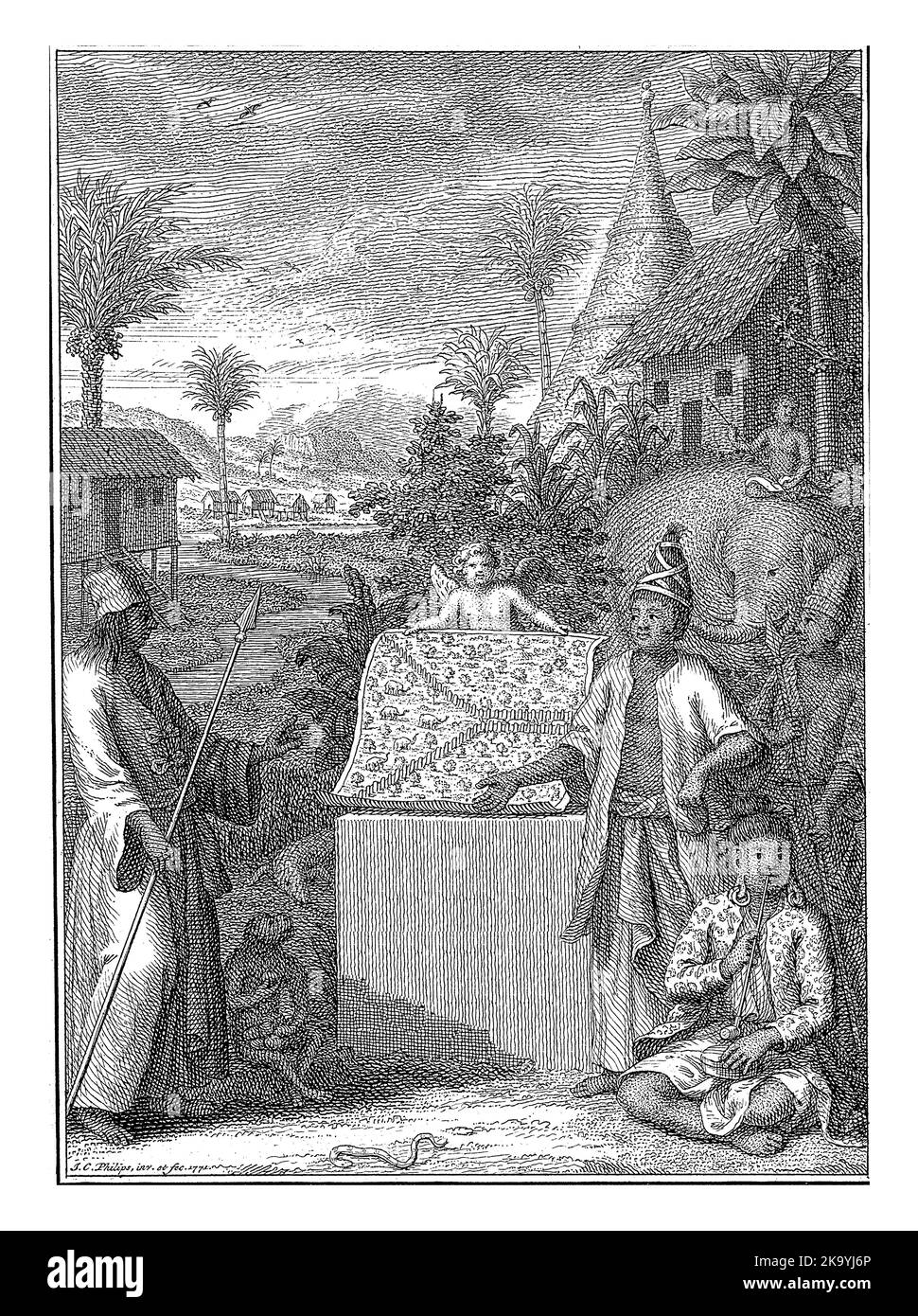 Allegory of the East Indies, Jan Caspar Philips, 1771 Exotic landscape