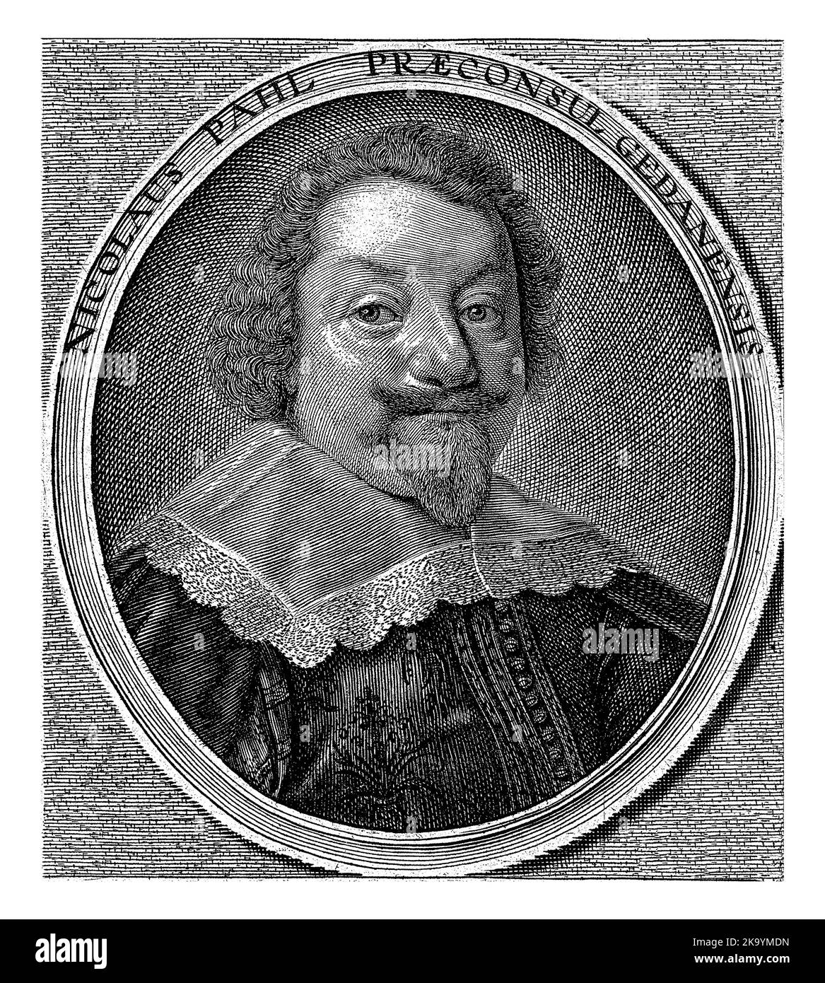 Bust to the right of Nicolas Pahl in an oval frame with edge lettering
