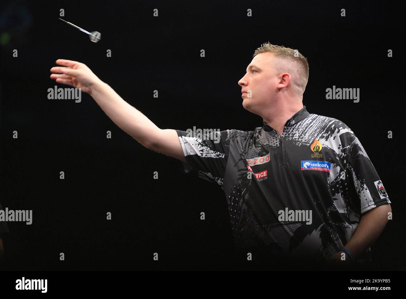 Dortmund, Germany. 30th Oct, 2022. Darts: European Darts Championship,  Professional Darts Corporation, PDC: Chris Dobey (ENG) throws a dart on the  dart board. Credit: Christopher Neundorf/dpa/Alamy Live News Stock Photo -  Alamy