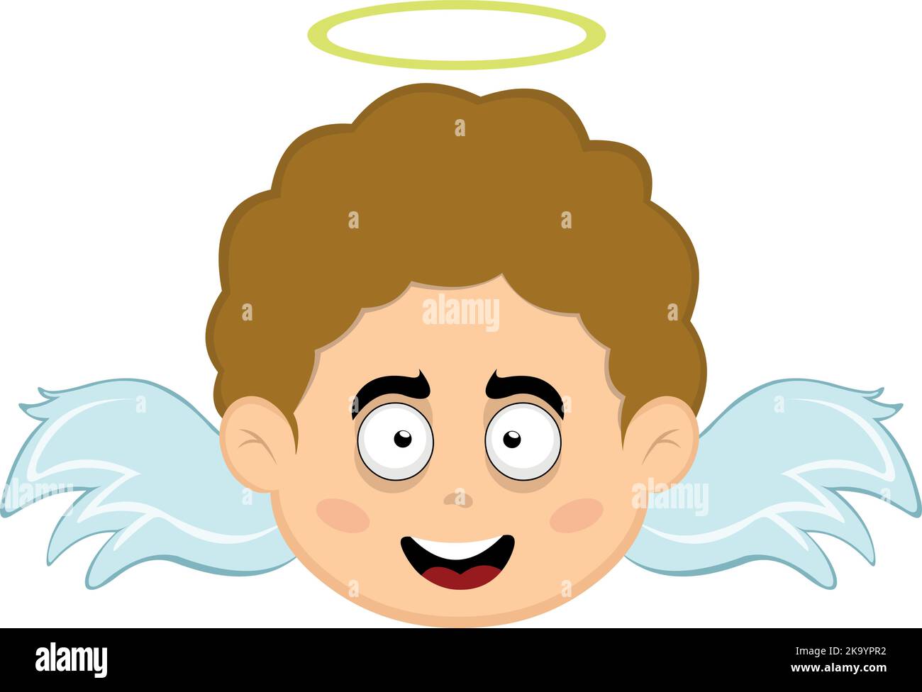 Vector illustration of the face of a child angel cartoon with a happy expression Stock Vector