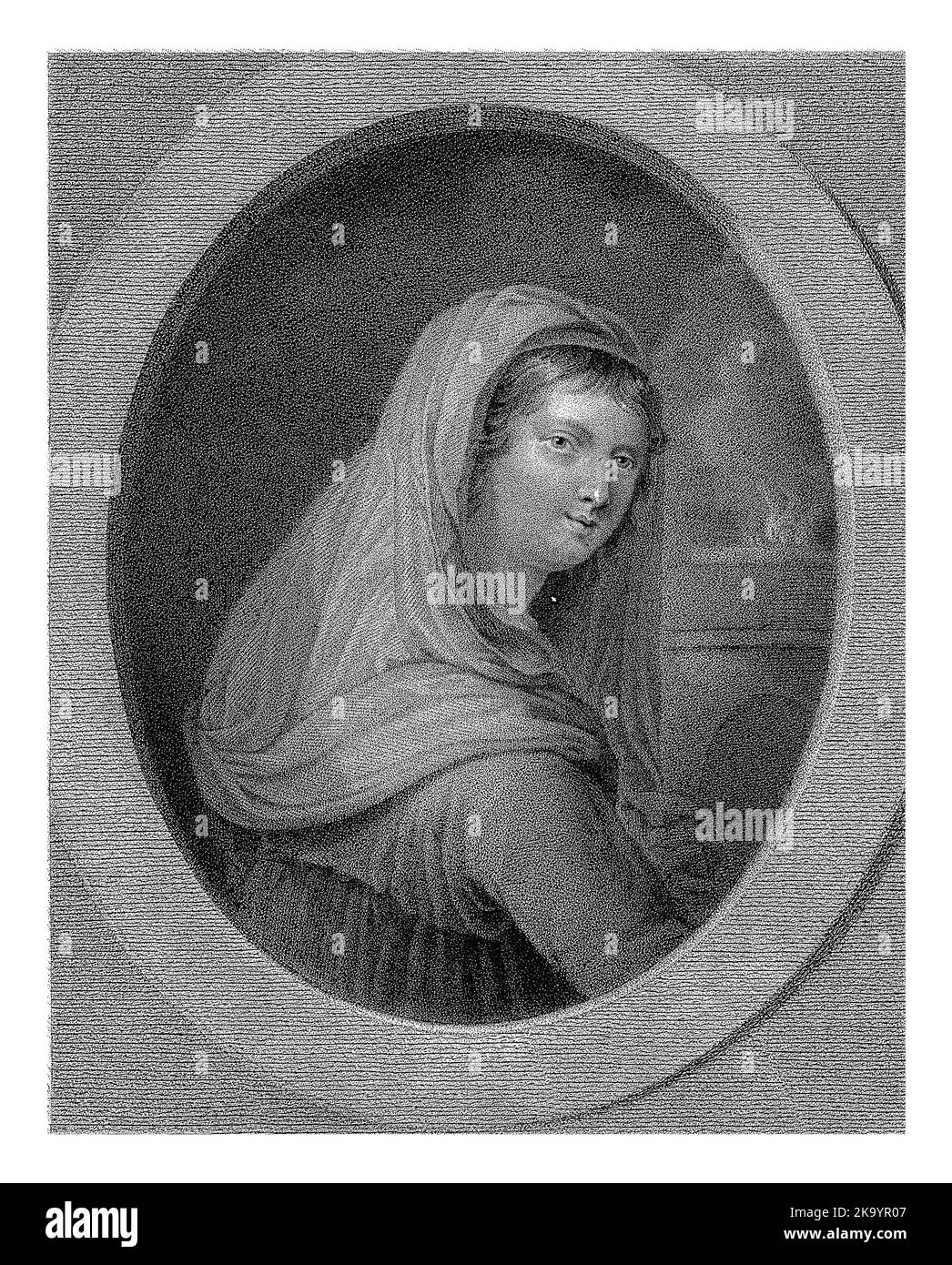 Young Woman with Veil, a Fire in the Background, Lambertus Antonius Claessens, after Guido Reni, c. 1829 - c. 1834 Stock Photo